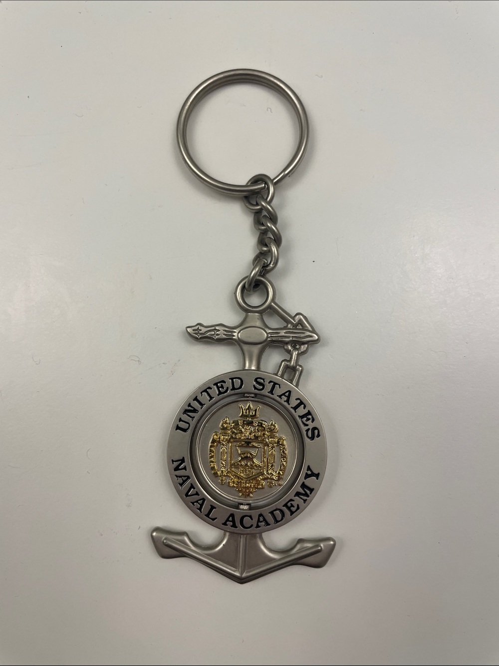 United States Naval Academy Anchor Keychain - Silver & Gold